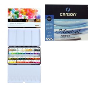 Acuarelas Mungyo Gallery X 48 + Block Canson Montval 24 X 32
