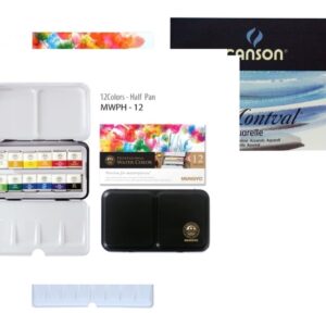 Acuarelas Mungyo X 12 + Block Canson Montval 24x32 Cm 12 Hs