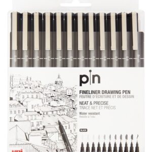 Uni Pin 200 Black Tinta Pigmentada 0,03 Al 0,8 Mm + Brush