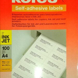 Etiqueta Autoadhesiva A4 Kores 887145 38 X 29,6 Mm X 100 Uni