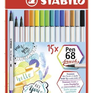 Marcador Stabilo Pincel Brush Pen 68 X 15 Caja Metal