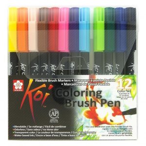 Marcadores X 12 Colores Punta Pincel Set Sakura Koi Brush