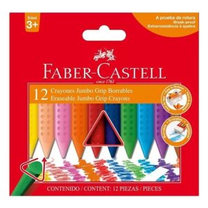 Faber Crayones Jumbo Grip Borrable X 12 Colores