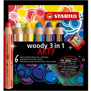 Woody Lapices Stabilo 3 En 1 X 6 Colores