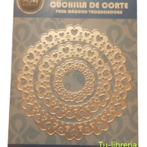 Scrap Troqueles Blonda Circulo Corazon 120x 120 Mm 3 Piezas