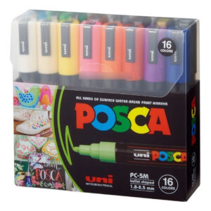 Set De 16 Marcadores Uni Posca Pc-5m Colores Definidos