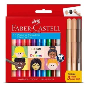 Marcadores Lavables Faber Castell X 12 Fina + 3 Color Piel