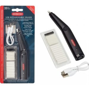 Borrador Eléctrico Para Diseño Derwent Recharge Usb, Color Blanco Negro