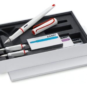 Lamy Joy Set Lata Blanco Y Rojo 3 Plumas + 3 Cajas Cartuchos Color De La Tinta Carga