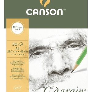 Block Papel A3 Espiralado Canson Ca Grain 125 Grs 30 Hjs