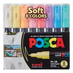 Set De 8 Marcadores Uni Posca Soft Pc-1m En Blister