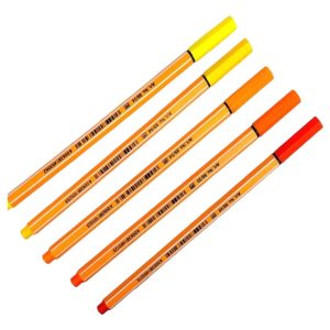 Microfibra Stabilo Point 88 X 5 Combinacion Fuego