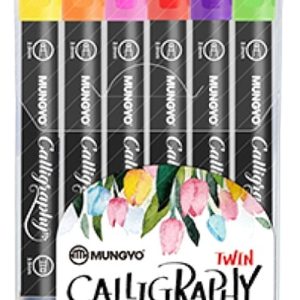 Marcadores Caligrafia Set 6 Colores Doble Punta Mungyo