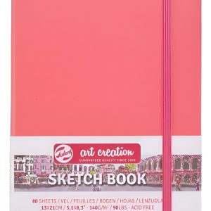 Cuaderno Sketch Art Rojo Coral 140 Grs 9 X 14 Cm 80 Hs.