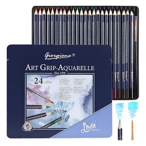 Lapices Acuarelables X 24 Colores Giorgione Lata Metalica