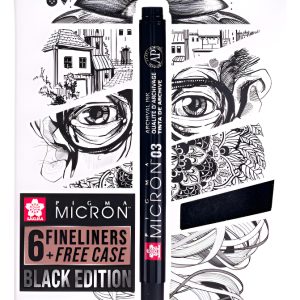 Set Microfibras Pigma Micron Black Edition X 6 + Estuche