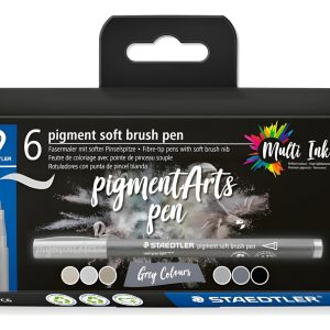 Set De Marcadores X 6 Colores Pincel Arts Pen Staedtler Color Gris Y Caramelos