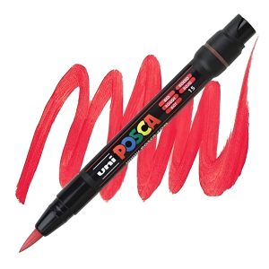 Posca Marcador Uni Pcf-350 X Unidad Brush Color Rojo