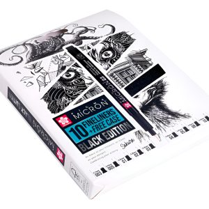 Set Microfibras Pigma Micron Black Edition X 10 + Estuche