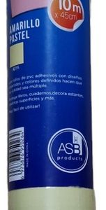 Rollo Pvc Autoadhesivo Color Pastel 10 Mts X 45 Cm Asb Color Amarillo Pastel