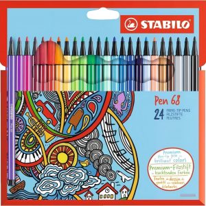 Marcadores Stabilo Pen 68 Pack 24 Unidades Punta Fibra Tinta Acuosa