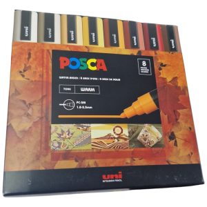 Marcadores Uni Pack 8 Colores Cálidos Punta Redonda Para Colorear Pc5m8cwarmtone Multicolor