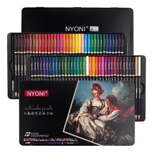 Set 72 Lápices Acuarelables Nyoni Watercolor Pencils Lata Metálica 72 Colores