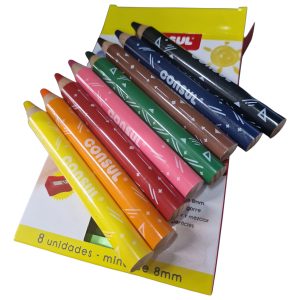 Lapices Jumbo 3 En 1 X 8 Colores Consul Mina 8 Mm + Sacapunt