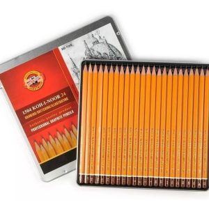 Lápices Grafito Koh-i-noor 24 Unidades Graduación 10h-8b Caja Metálica