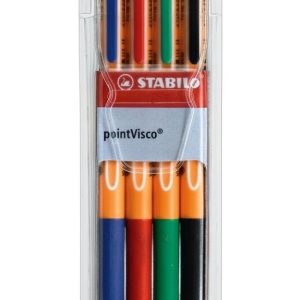 Stabilo Rollerball Pointvisco Set 4 Colores 0.5mm Con Estuche Varios Azul