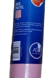 Rollo Pvc Autoadhesivo Asb Rojo Pastel 10m X 45cm Para Decorar Heladeras