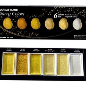 Acuarela Kuretake Gansai Tambi X6 Colores Metalizados Metalizado