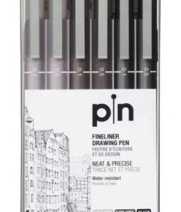 Estilografo Uni Pin-200 Gris-negro Set X 6