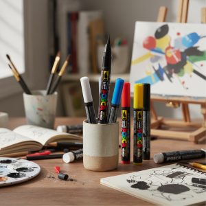 Posca Marcador Uni Pcf-350 X Unidad Brush Color Negro