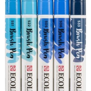 Ecoline Brush Pen Set 5 Marcadores Azul Acero Tinta Acuarelable