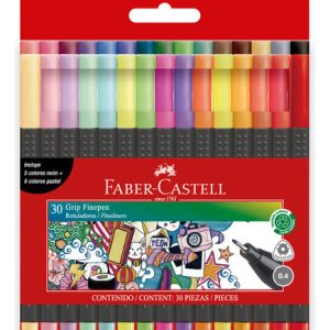 30 Marcadores Grip Finepen Faber Castell Ergonomicos 0.4mm