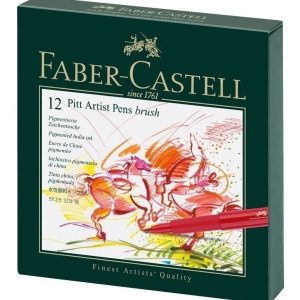 Bolígrafos Faber-castell Pitt Con 12 Colores, Caja De , Ref 16 Básicos
