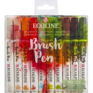 Marcadores Ecoline Brush Pen Acuarelable Punta Pincel Pack 10 Colores