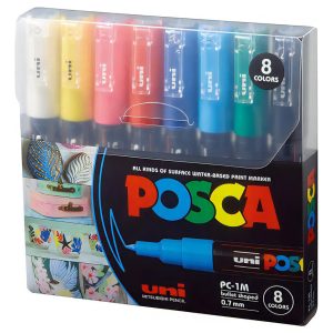 Marcadores Acrílicos Posca 1m Punta Fina 0.7mm Set 8 Colores Base Agua Multicolor