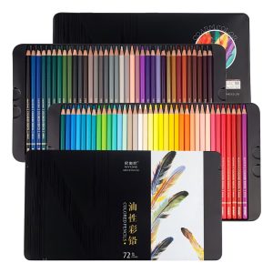 Set De Lápices De Colores Policromos Nyoni Con 72 Colores En Lata Metálica