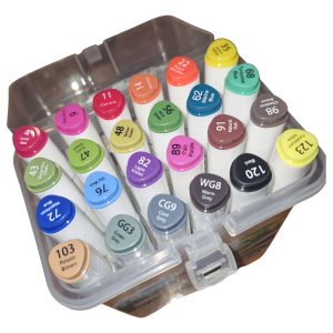 Set 24 Marcadores Doble Punta Alcohol Biselada Fina Nora Colores Vibrantes Imagen