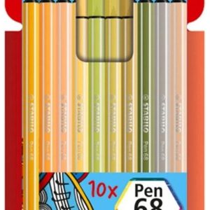 Marcadores Stabilo Pen 68 Soft X10 Colores Punta Fibra 1mm Agua