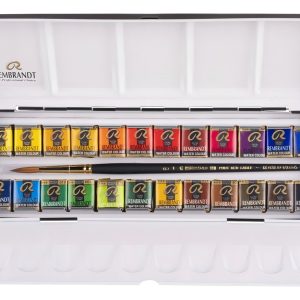 Caja Metálica Talens Rembrandt Acuarelas Brillantes 24 Colores Brillante