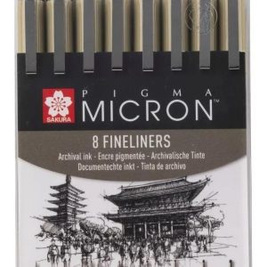 Sakura Pigma Micron 8 Microfibras Negras Set