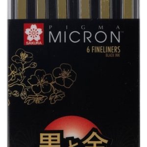 Sakura Pigma Micron 6 Microfibras Negras Set Aniversario