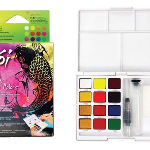 Set Acuarelas Metálicas Y Neón Sakura Koi 12 Colores Con Pincel
