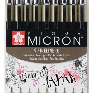 Sakura Pigma Micron 9 Microfibras Colores Surtidos Set Surtidas