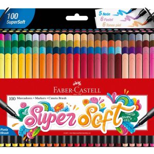 Marcador Para Colorear Faber-castell Super Soft De Punta Pincel Multicolor X Unidad X 100