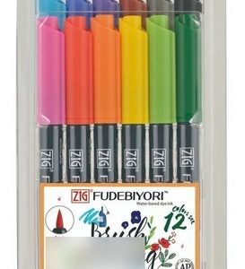 Rotuladores Kuretake Fudebiyori Brush Lettering Punta Pincel X12 Colores