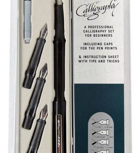Set Caligrafía Bruynzeel 4 Plumas Fuente Negra Tinta Colores Negro Varios